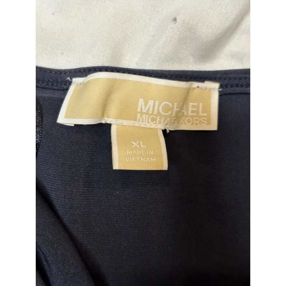 Michael Michael Kors Navy Blue Draped Faux Wrap Sheath Dress XL